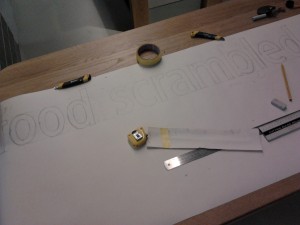 Drafting signwriting for POD old hand Sans Poetica signwriting NGS