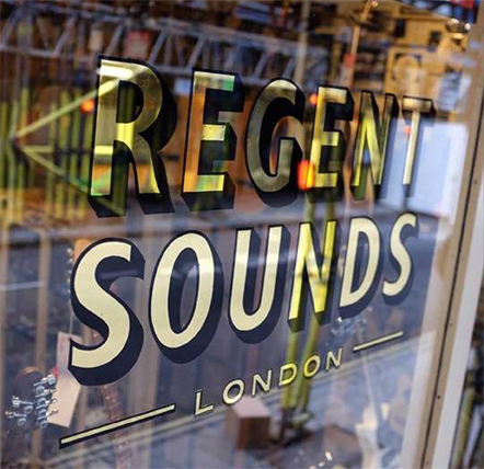 REGENT SOUNDS GOLD LEAFING TO WINDOWS BY NGS LONDON