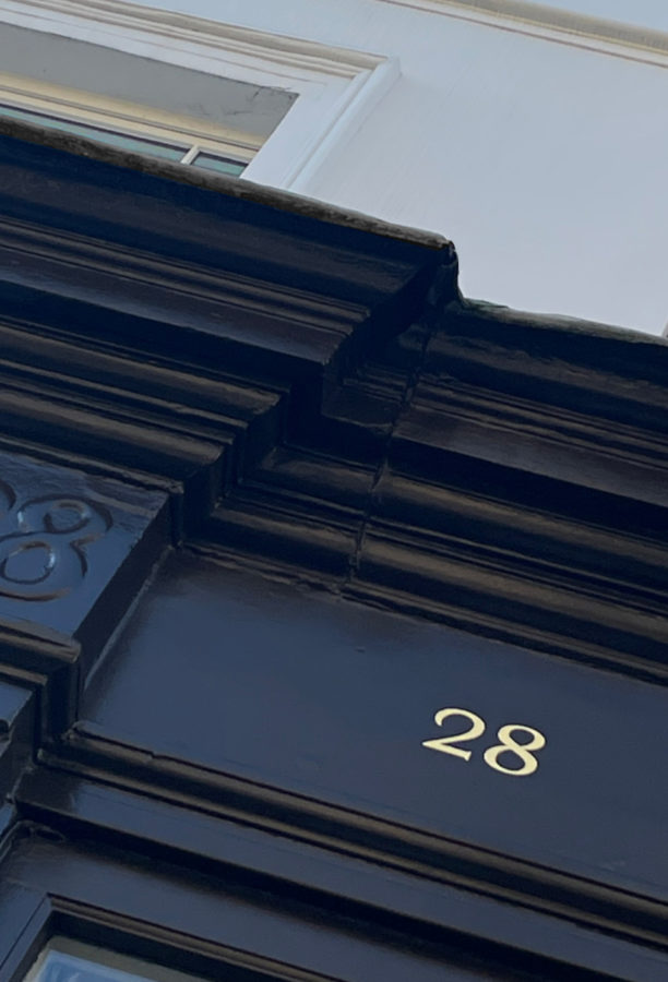House number, shop offecice numbers in gold leaf, hand painted NGS London