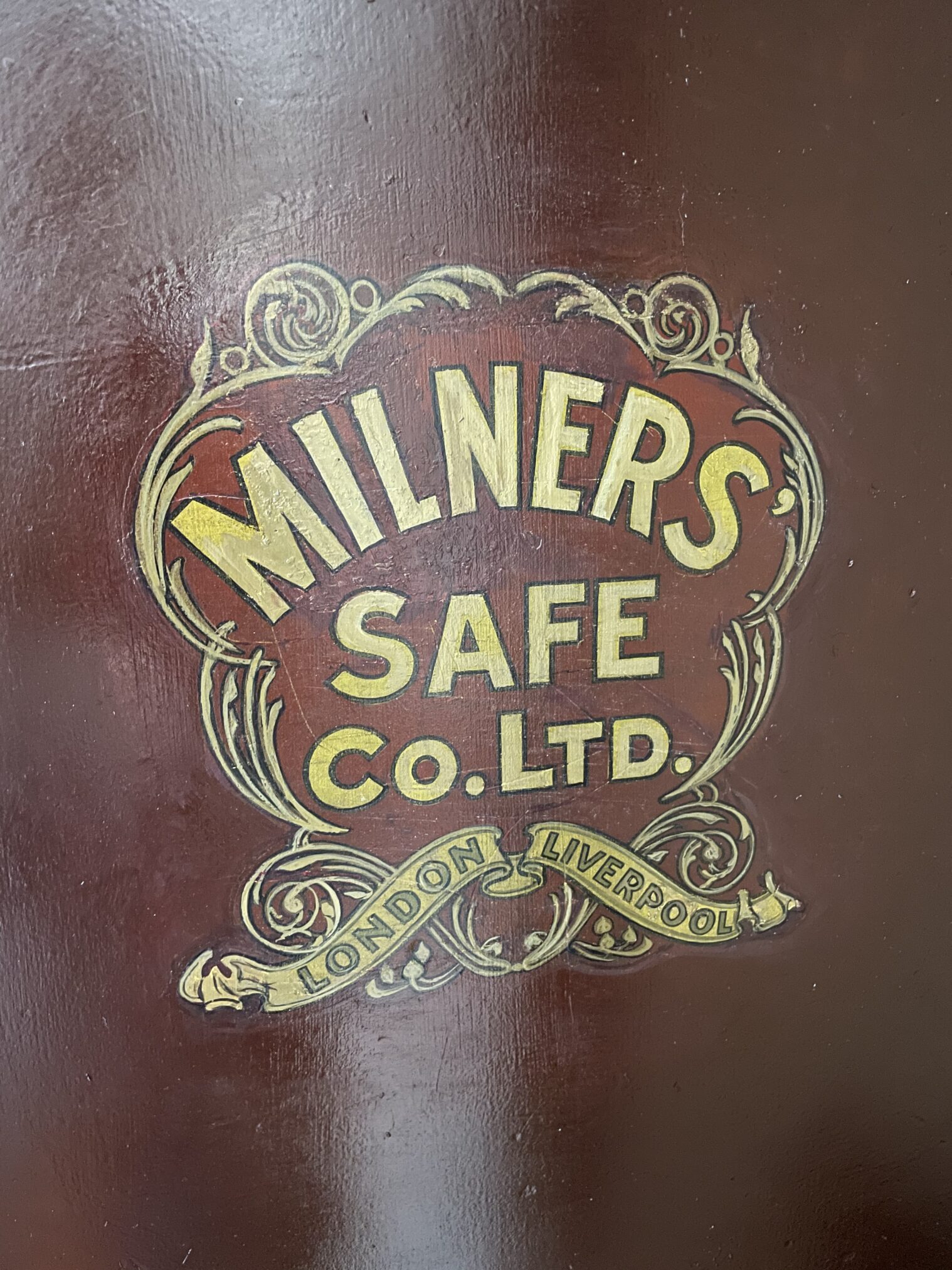 Disraeli's safe - Antique Sign restoration of label by Nick Garrett NGS London sign writers