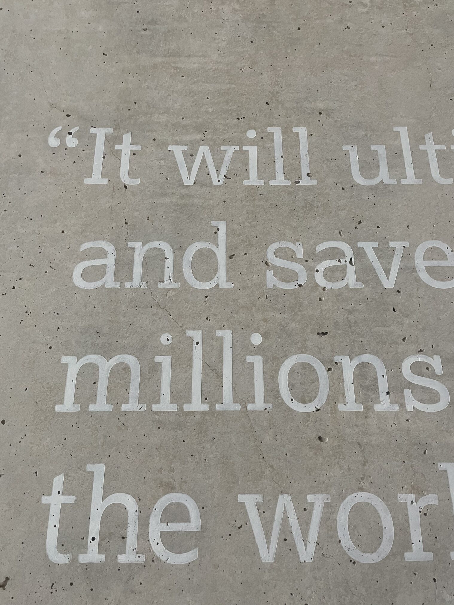 NGS hand Painted gesso sign writing lettering for AstraZeneca Cambridge wall Plaque.