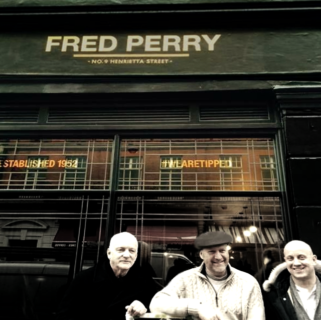 Gold leaf shop/store sign writing for Fred Perry London