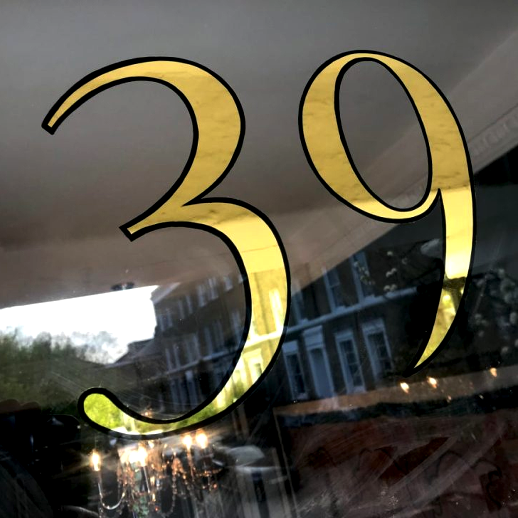 Gold Transom Fanlight Seraina , NGS Painted House numbers names , gilded by hand.