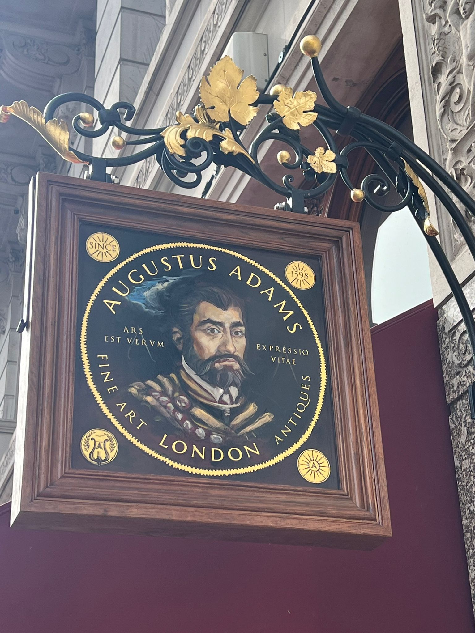 Hand Painted Gold Leafed Signs, AUGUSTUS ADAMS GALLERY, PALL MALL, LONDON. 'NGS Adams Font' and 'NGS Holbein Font' | Gold Leafed Roman Capitals by NGS.