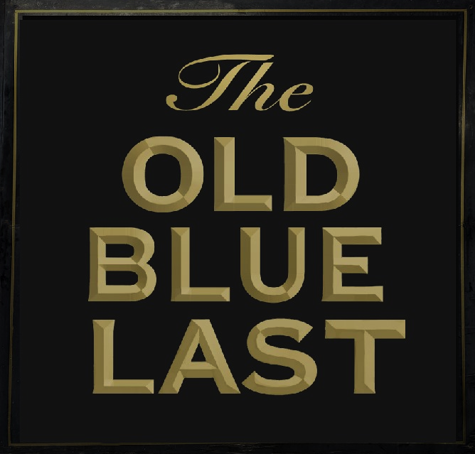 Old Blue Last pub sign by NGS of London