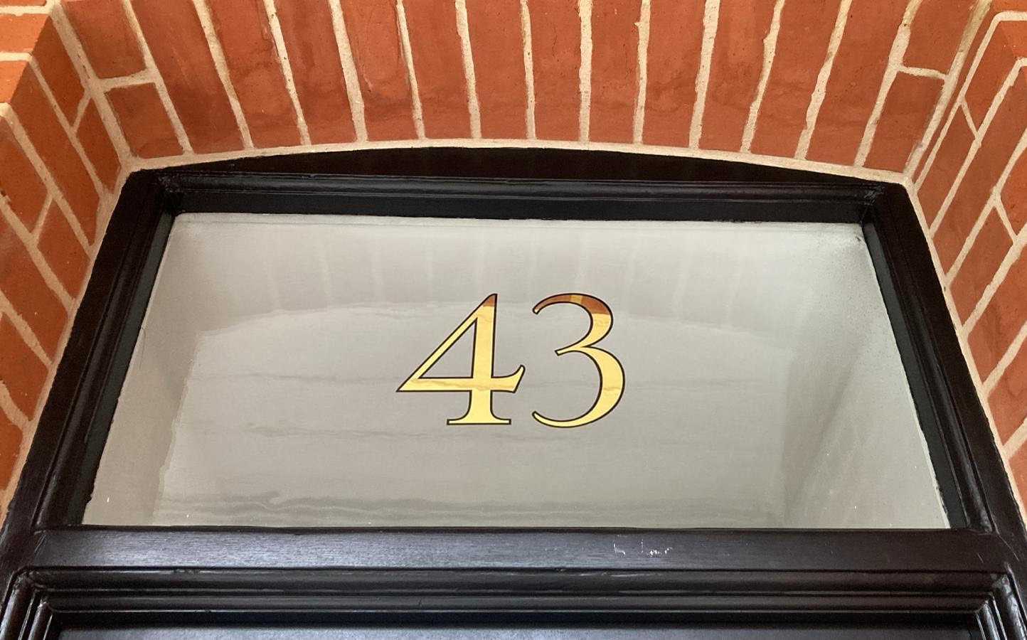 Gold leaf Fanlight house numbers on glass