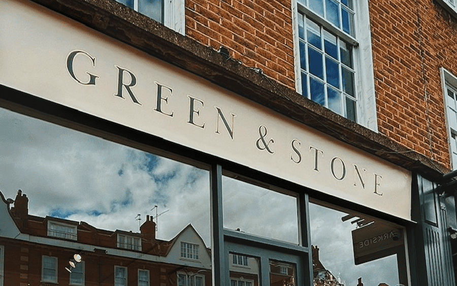 Traditional London signs, Green and Stone Sign gilding NGS london sign writer near me 0007111