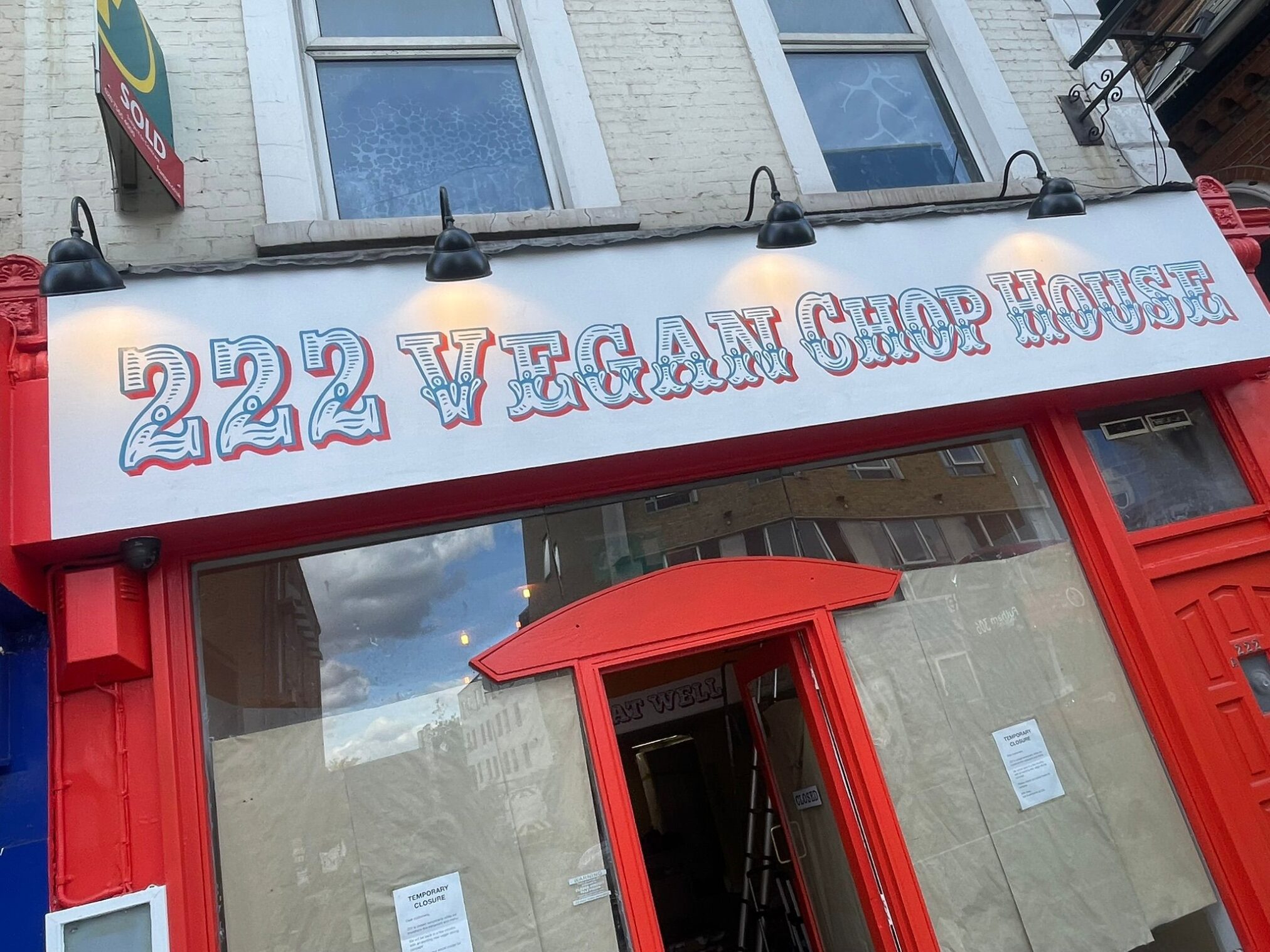 Famous london signwriters NGS, Nick Seraina, 222 Vegan Ornate sign
