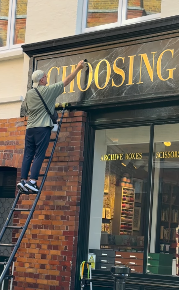 Choosing Keeping studio london, Traditional Bodonisign writing, by NGS,