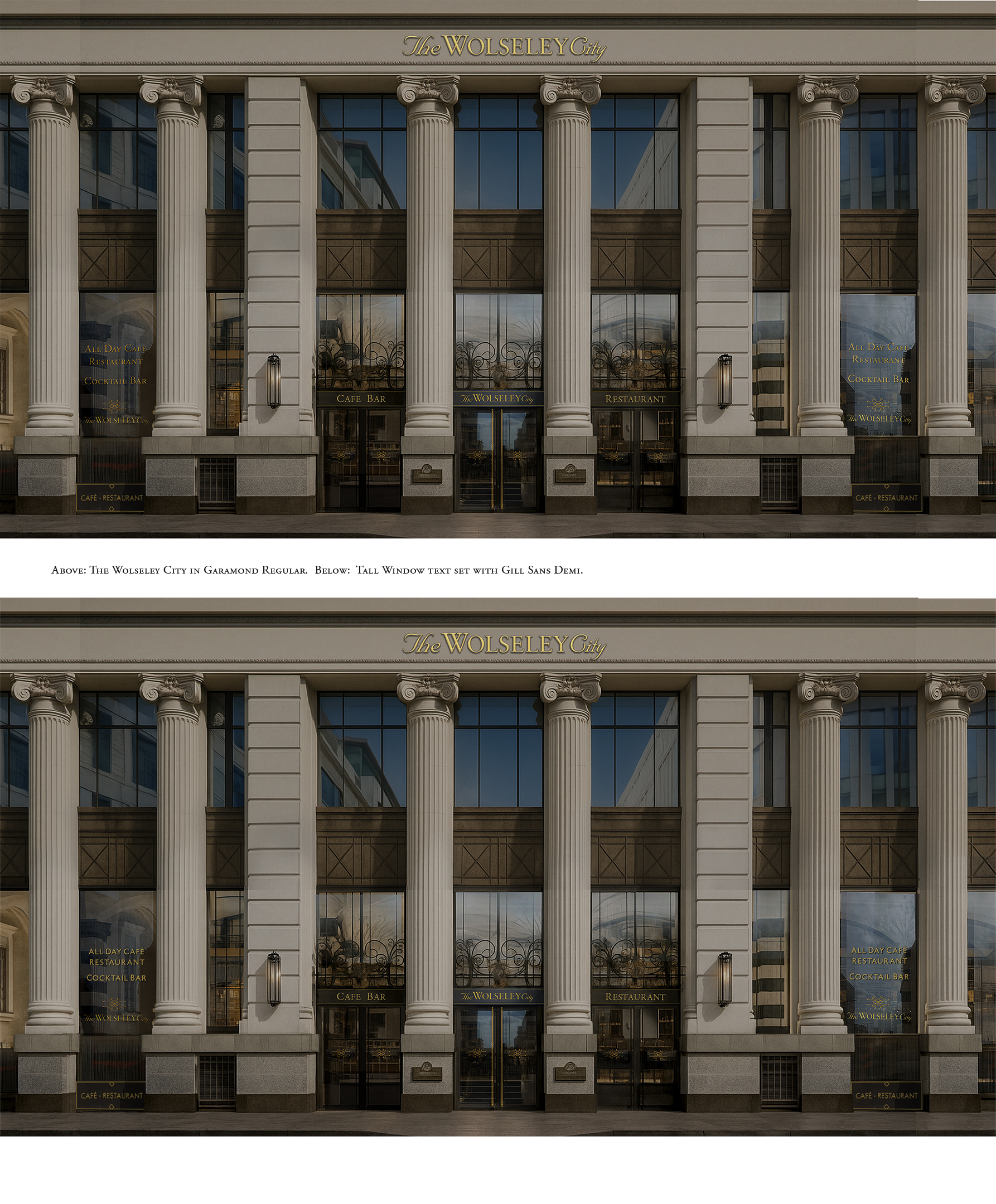 The Wolseley City Gold Signage. TWC Full visual final sets